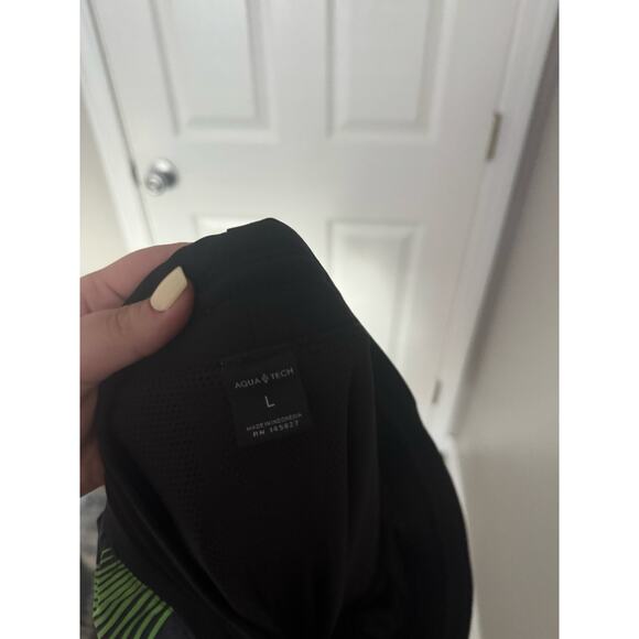 Aqua Tech Lined Swim Trunks/ Shorts Gray and Neon Green Sz: Larg - Picture 2 of 4